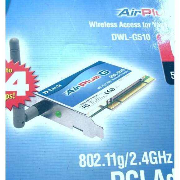 D-LINK AIRPLUS G WIRELESS PCI ADAPTER 54MBPS 802.11G/2.4GHZ DWL-G510 - Picture 6 of 6